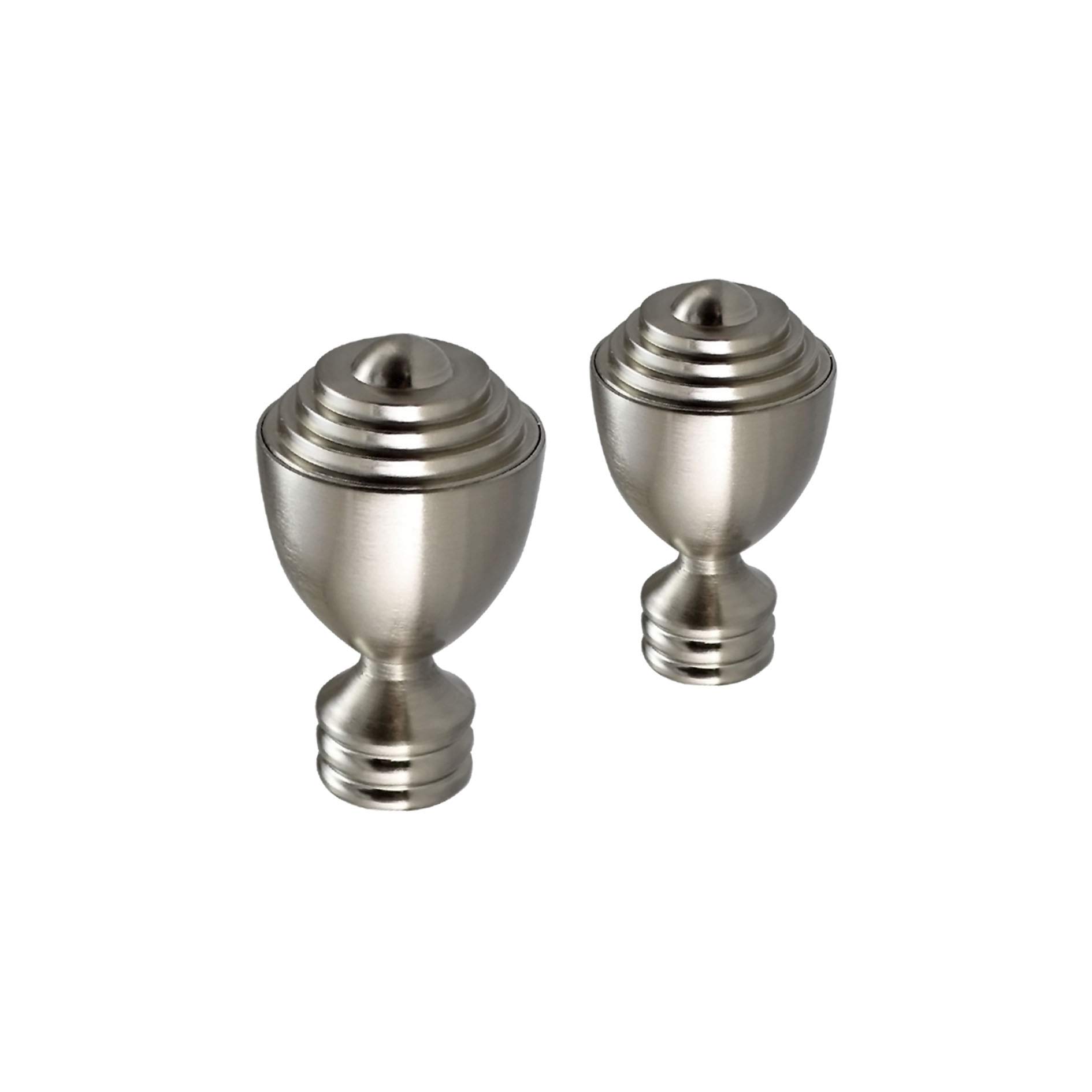 Your Home Online Metal Curtain Pole Rod Pack of 2 Finials/Ends for 19mm 28mm Diameter Poles Brushed Chrome (Set Of 2 Vienna Finials, 28mm) — image 1