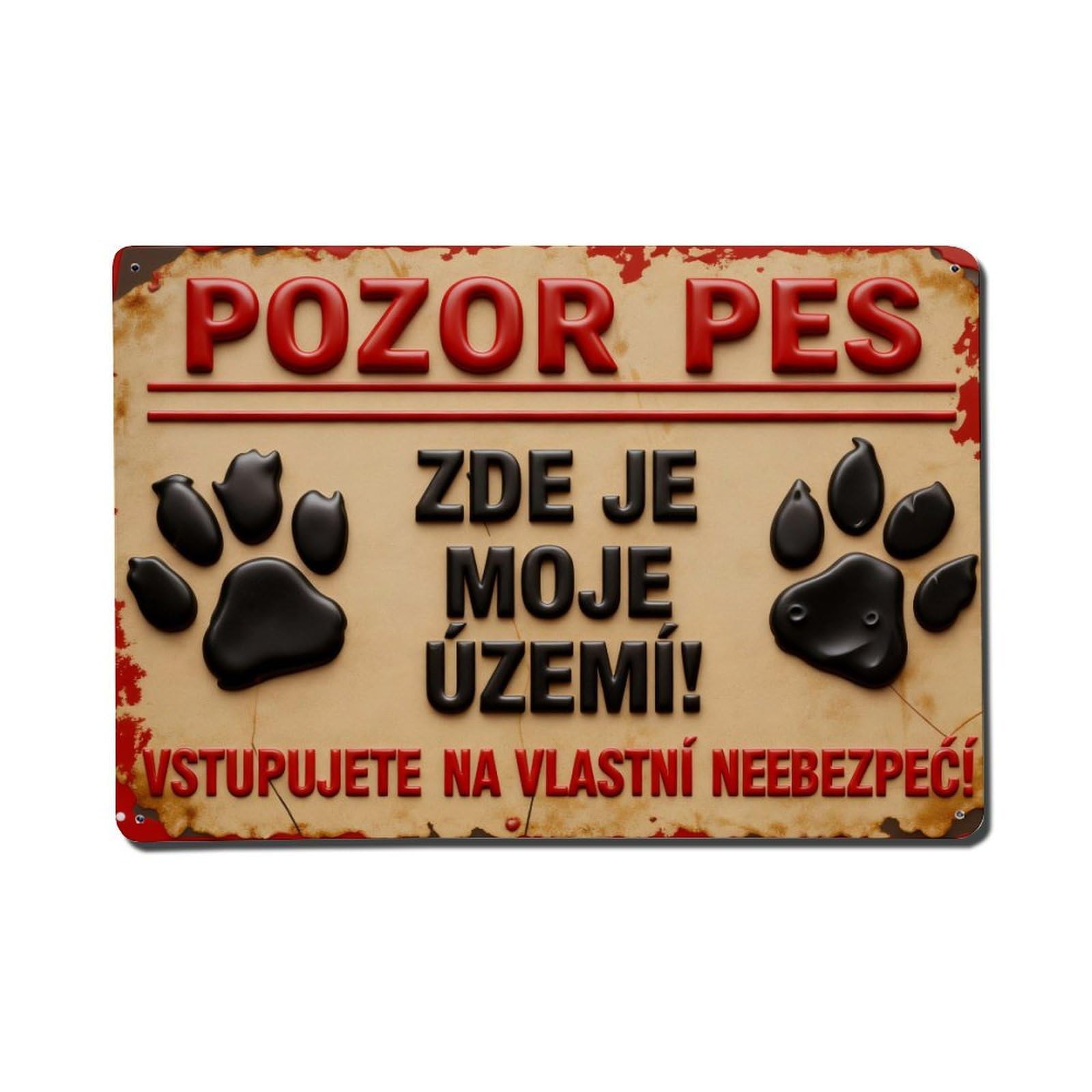 Beware Dog Here Is My Territory You Enter At Your Own Risk Metal Tin Sign Plaque
