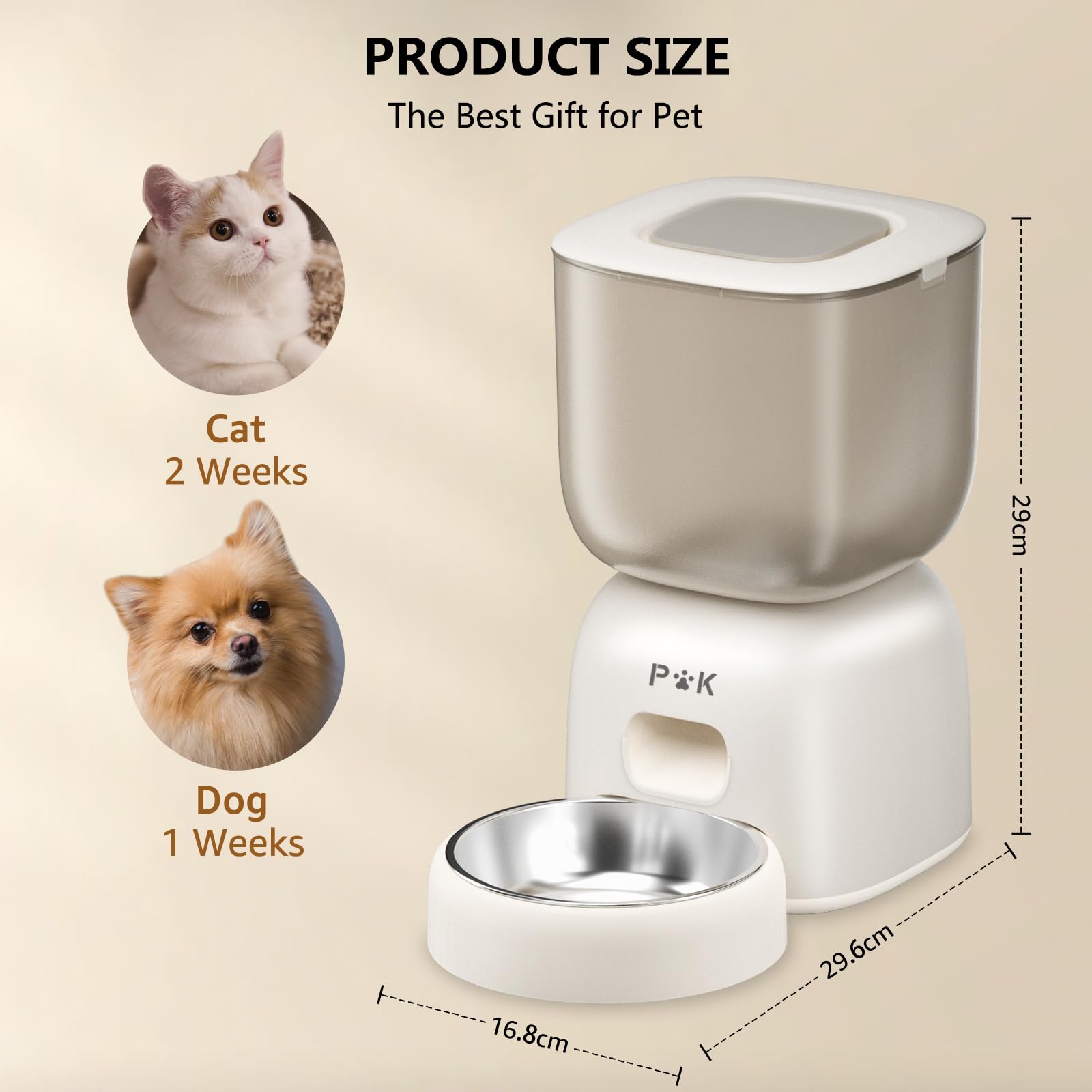PUPPY KITTY Futterautomat Katze, 3L Automatischer Futterspender Katze, 180 Tage Lange Batterielebensdauer, Leicht zu reinigen, 10S Sprachaufforderung, Verstopfungsschutz