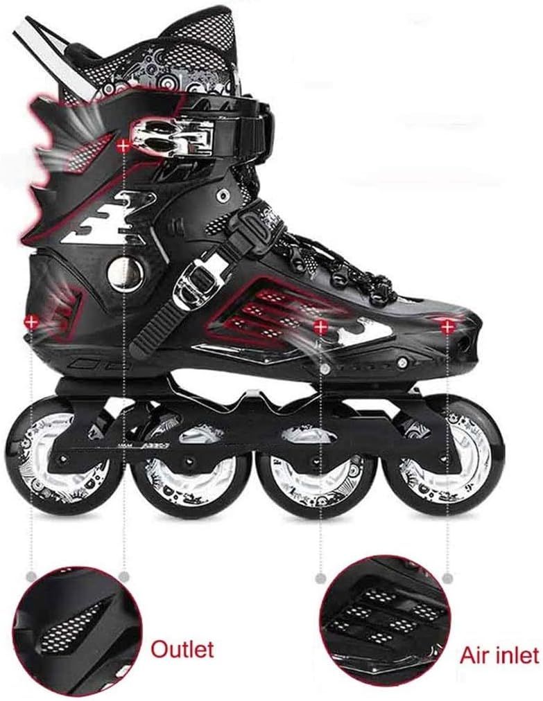 フィギュアスケート靴高評価！インラインスケート エクストリームクラシックアダルトローラースケートインラインスケート男性と女性のローラースケートファンシーフラット サイドファスナー