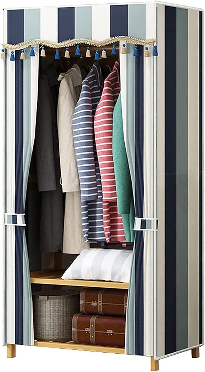 Armoire portative en tissu noble et authentique bois massif de chambre