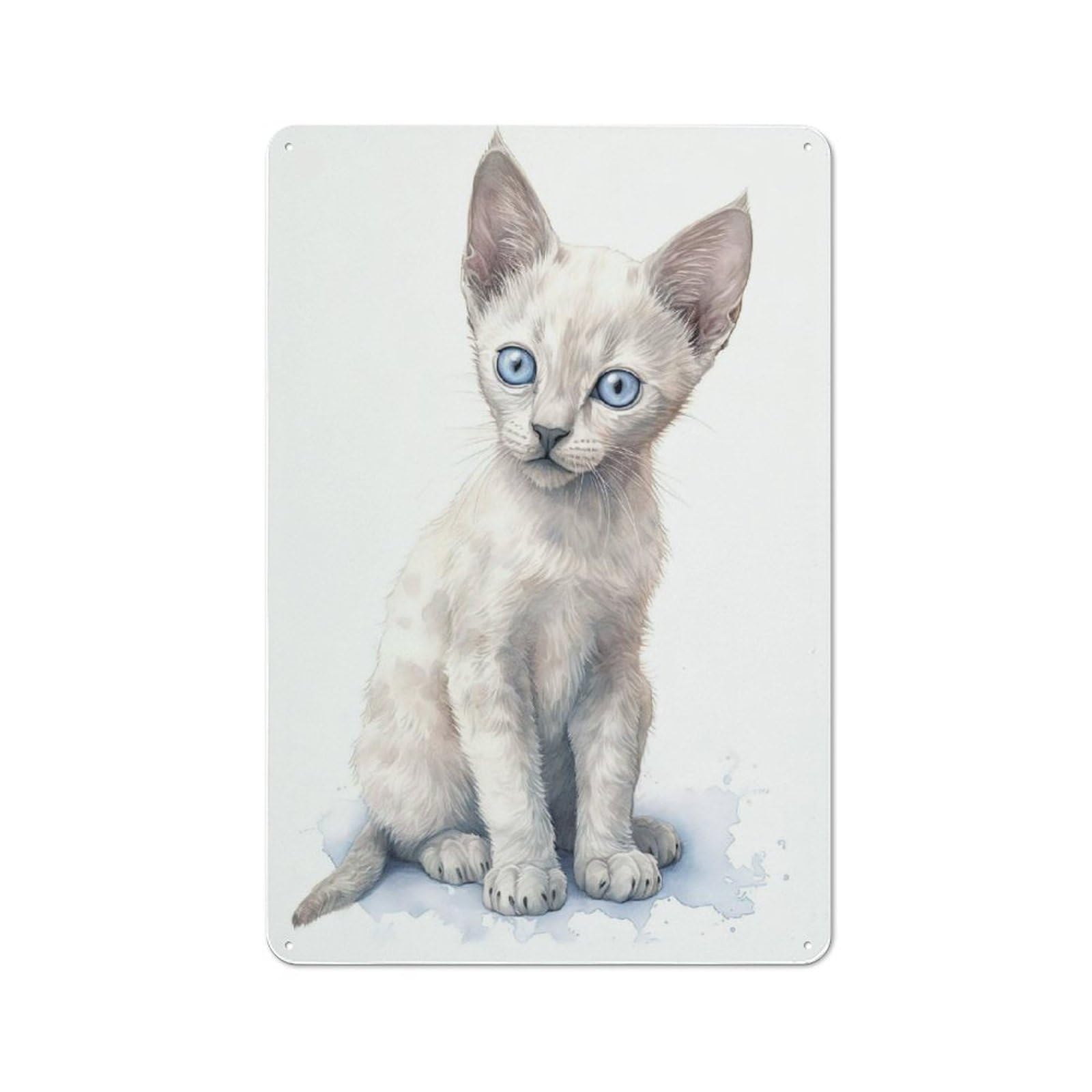 Junmoney Style-23 Metal Wall Plaque With Watercolor Burmilla Cat Design 30X20cm, Retro Small Space Decor For Flat, Dorm Room, Lounge Or Cafe