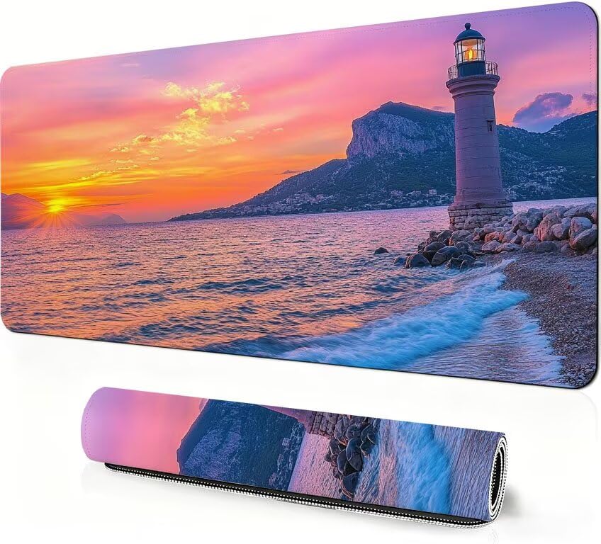 Podkładka pod mysz Podkładka pod mysz do gier XXL Morze 1400 x 600 x 3mm Poprawa precyzji i szybkości, podkładka pod mysz do gier antypoślizgowa gumowa podstawa, do dekoracji Burea DZ-143