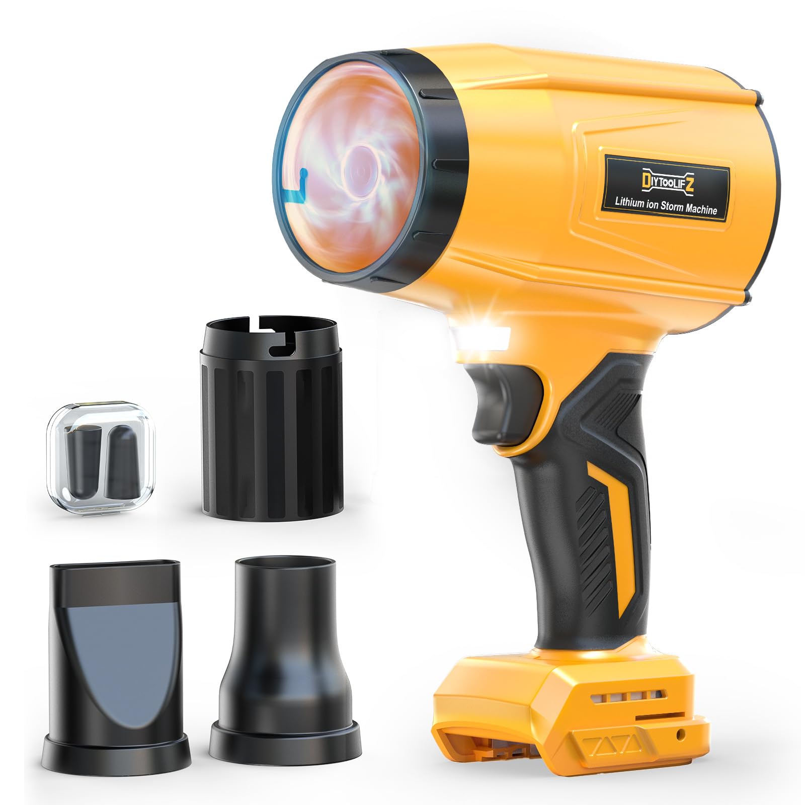 DIYtoolifz Soplador de hojas inalámbrico de 800,000 RPM compatible con Dewalt de 20 V (solo herramienta), motor sin escobillas, velocidad ajustable, soplador eléctrico portátil ligero para coche
