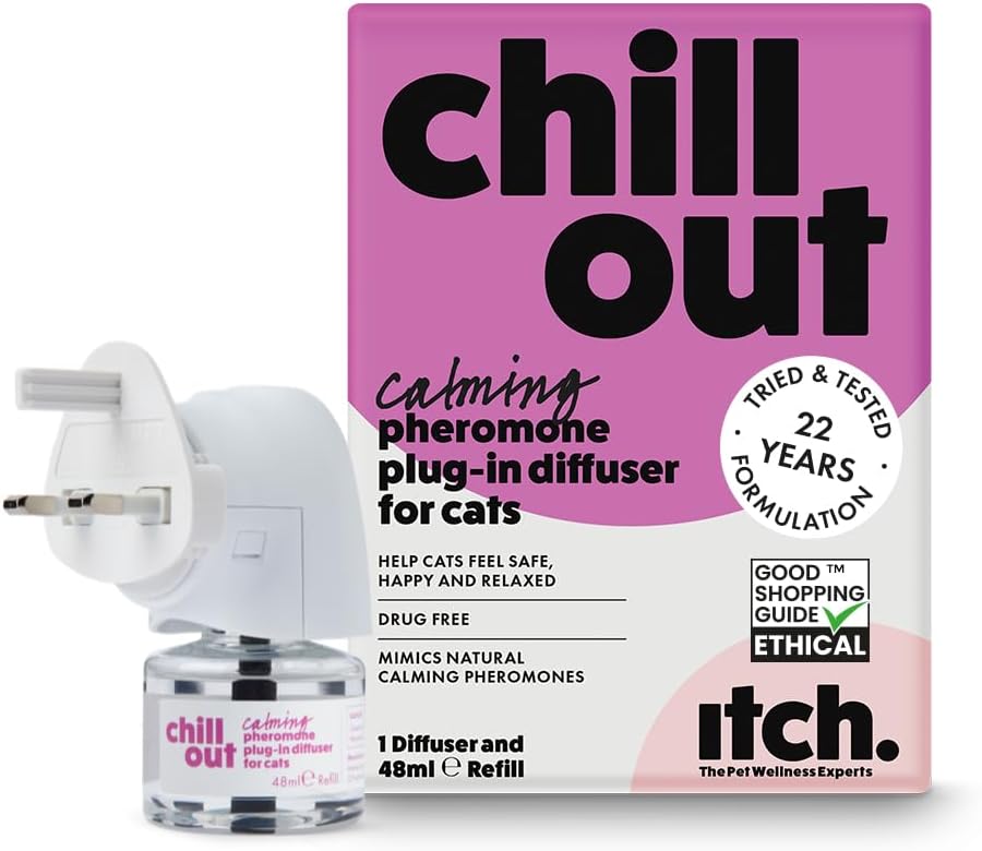 Chill Out Starter Kit for Cats - Calming Pheromones Plug in Diffuser and 30-Day Refill - Anxiety and Stress Relief
