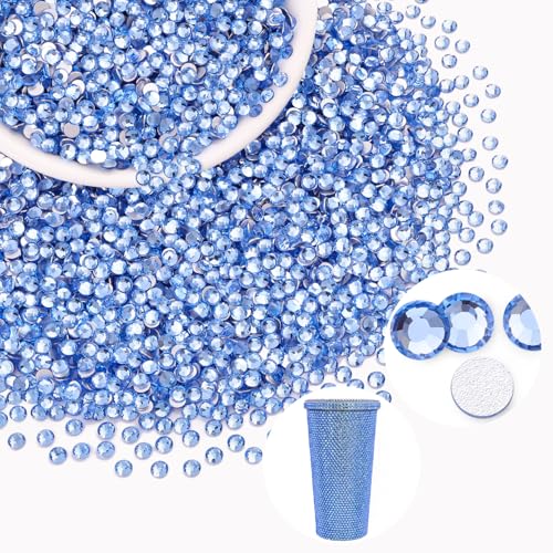 Image of 2500PCS SS10 /2.8mm Glass Rhinestones for Bedazzling (Light Sapphire) | Flatback Crystal Rhinestones for Crafting DIY Nail Art Makeup Decoration, Gems Diomand Charms for Tumbler Shoes Clothing Mug
