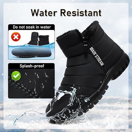 Hanani Hombre Botas de Nieve Cálidas y Cómodas Zapatos de Invierno Fur Forro Aire Libre Botas de Nieve Zapatillas de Deporte Senderismo Outdoor Trekking Antideslizante Zapatos Negro EU45 - imagen 6