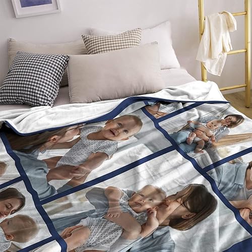 Miniatura 4 de MeMoShe Regalos de cumpleaños personalizados para el día de la madre de hija e hijo, manta personalizada con fotos, mantas de fotos personalizadas