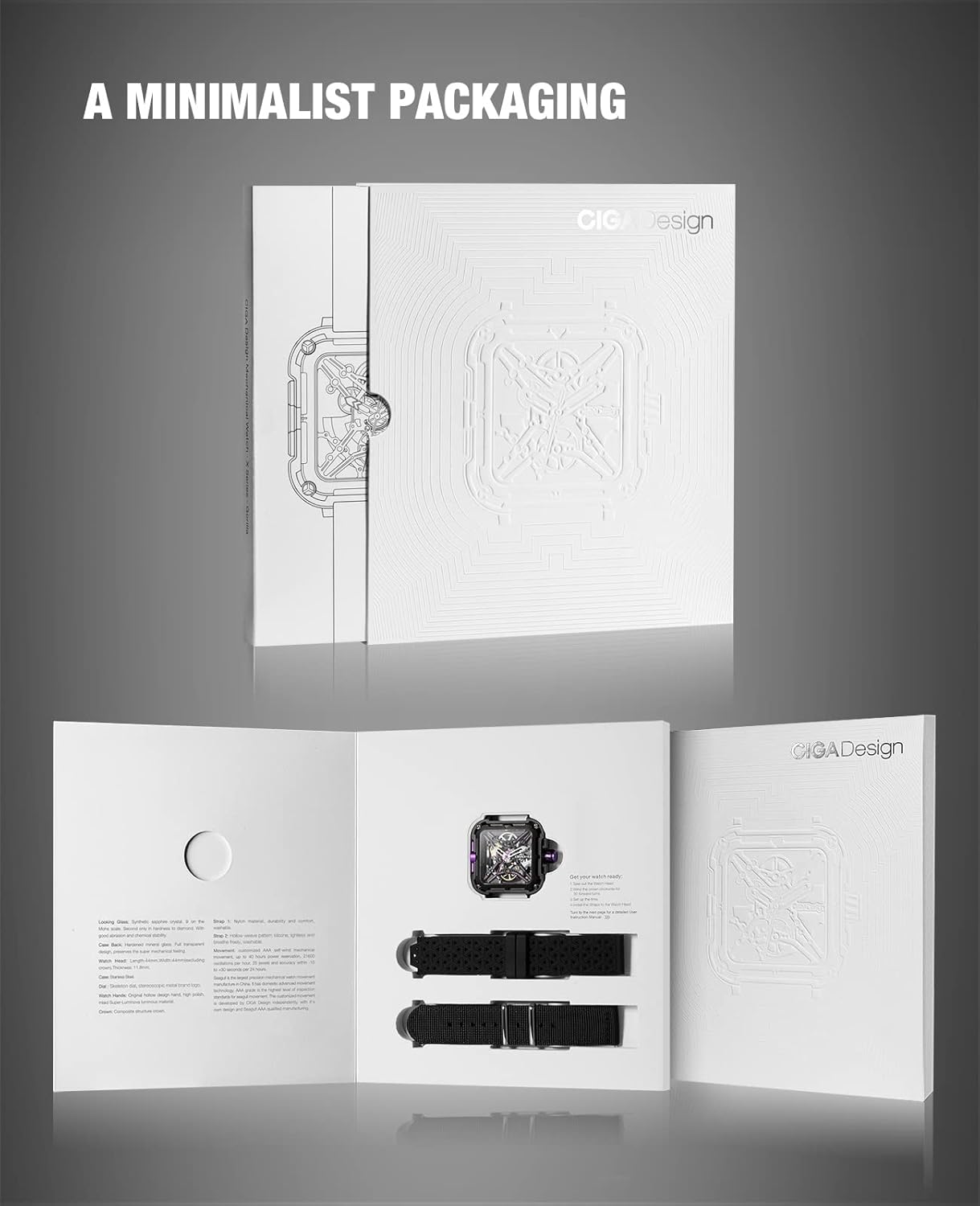 CIGA Design Mechanical Automatic Watch X Series SUV Inspired Anti-Shock Design Sapphire Crystal Analog Skeleton Watches with Silicone and Nylon Strap Fashion Wrist Accessories Gift...