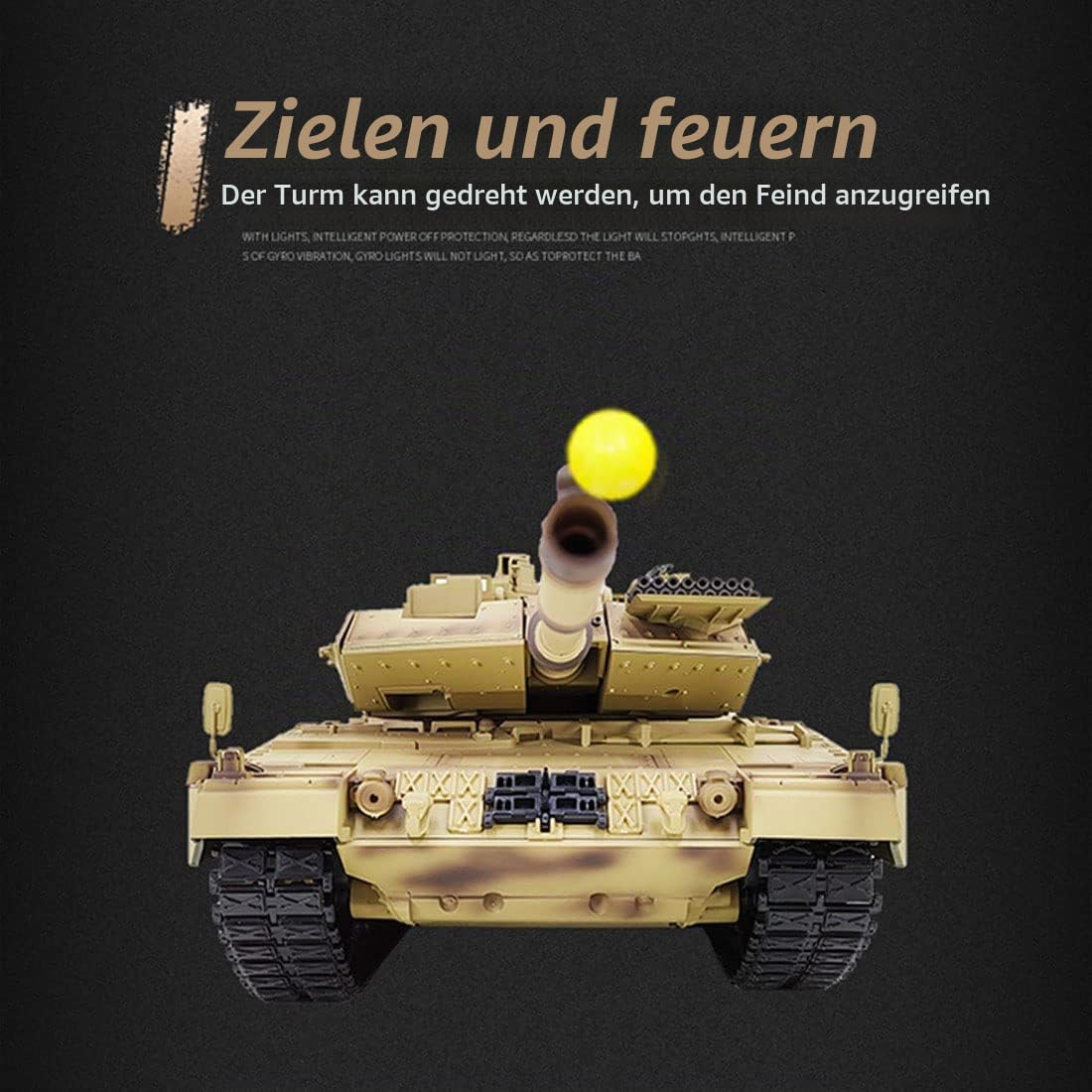 RC Panzer Modell, 1:16 Deutscher Leopard Infrarot 2A7 Kampfpanzer, Militär RC Geländepanzer für Erwachsene (Basisversion)