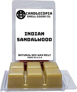 Indian Sandalwood Strongly Scented Hand Poured Vegan Wax Melts, 12 Scented Wax Cubes, 6.4 Ounces in 2 x 6-Packs