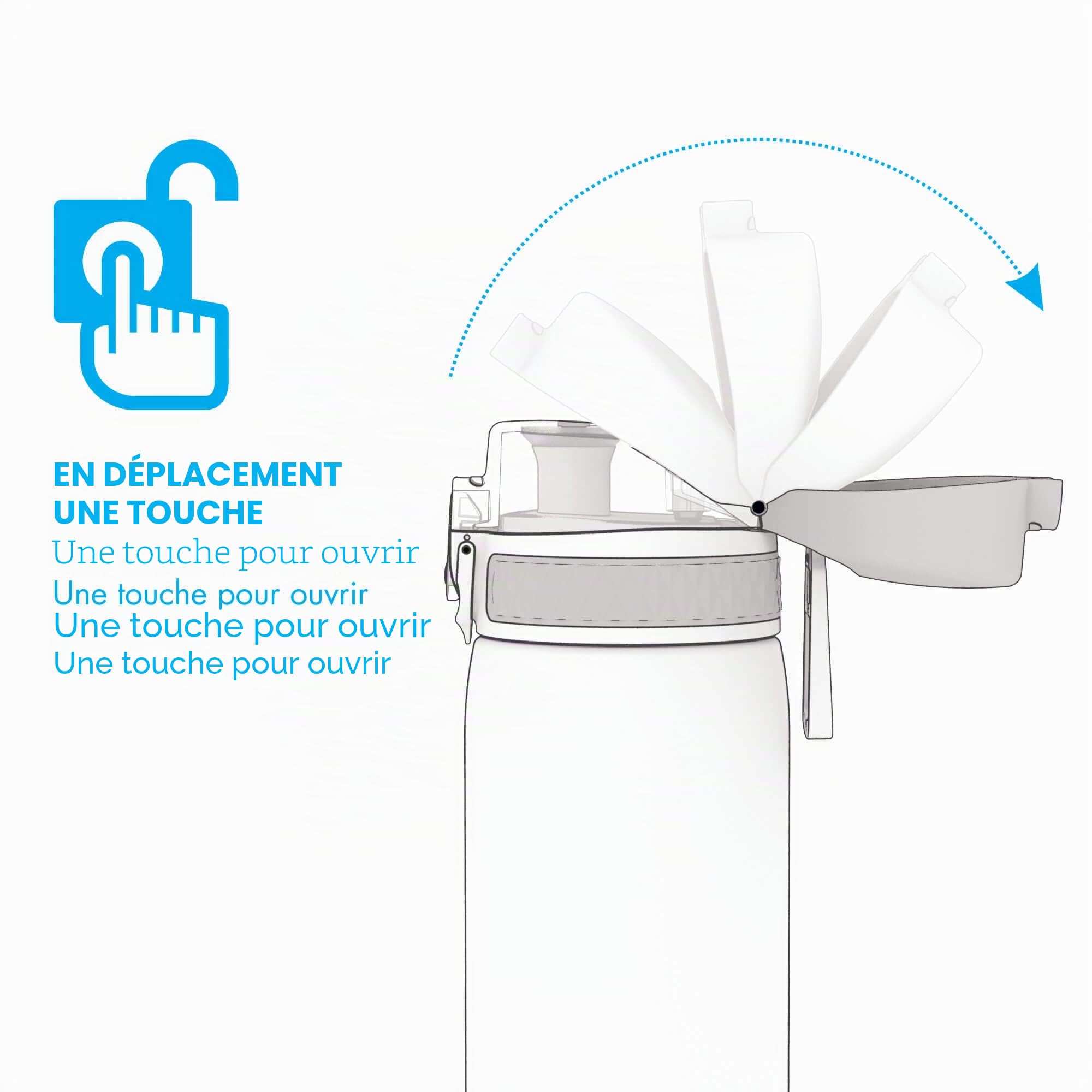 Ion8 Gourde Enfant 350ml Anti-Fuite Verrouillage Sécurisé Sans BPA Bleu Marine