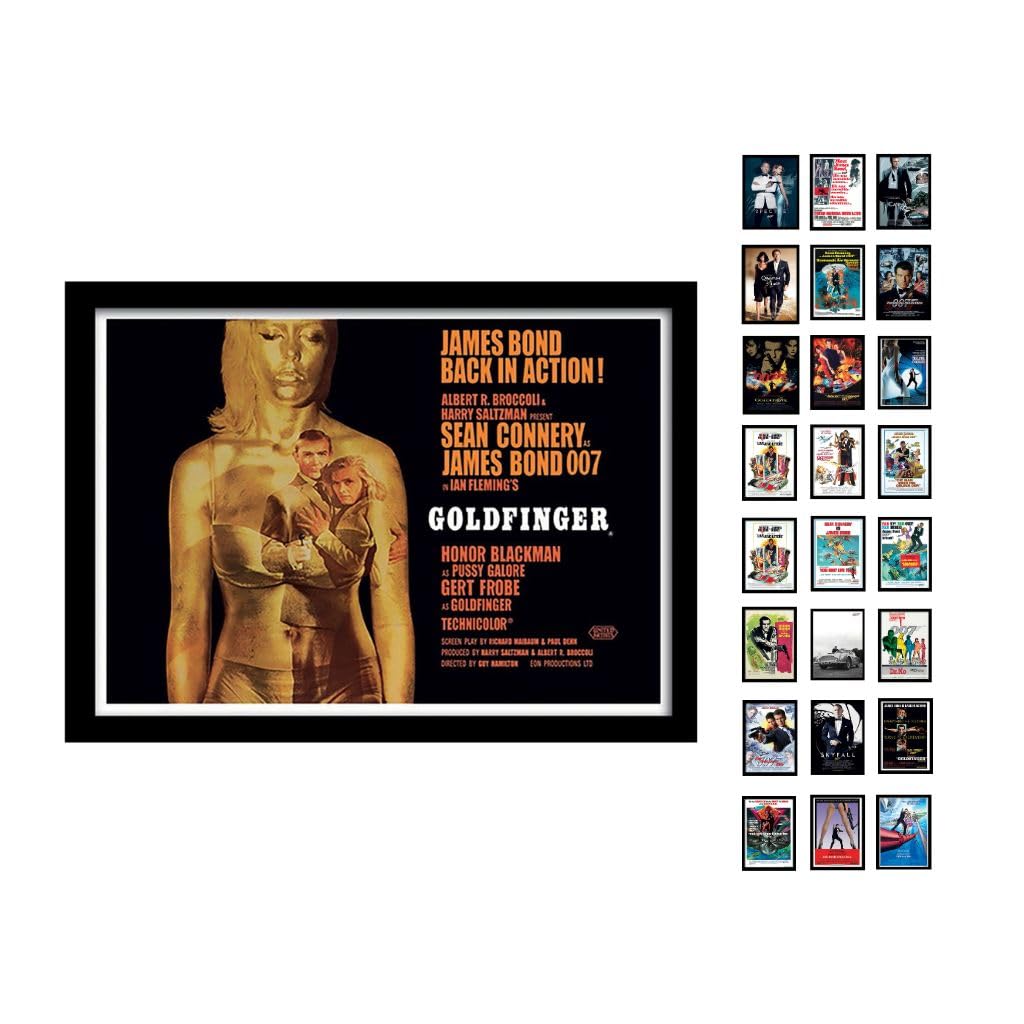 iPosters Pyramid International James Bond (Goldfinger Projection) A3 -Plastic Glass 30cm x 40cm Framed, Collectors Print, Durable and Lightweight, One Size