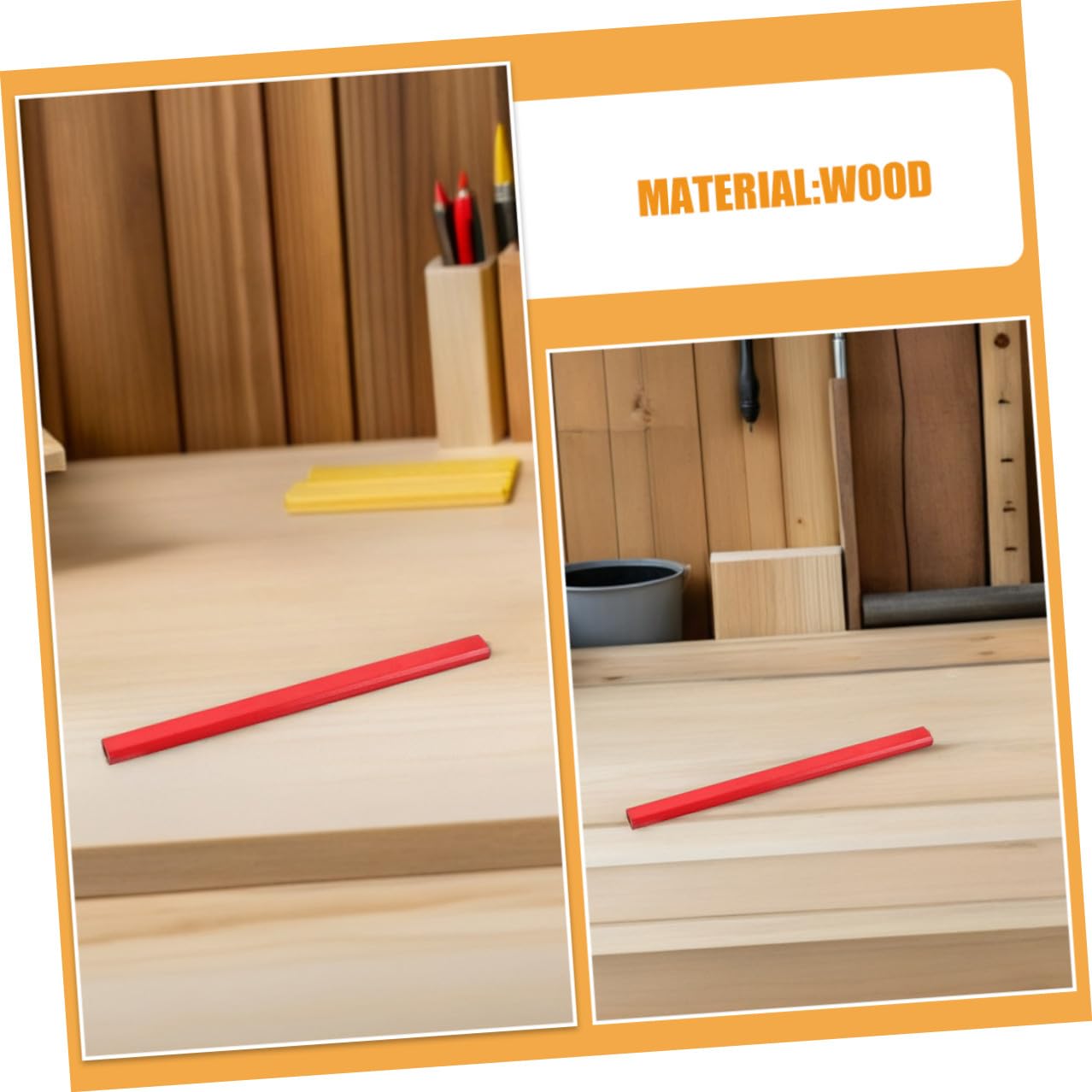 Alipis 144 pièces Lot de Crayons de Charpentier Bois Rouge Octogonaux Crayons de Menuiserie Professionnels Hb pour Marquage Précis Grip Confortable Bois de Peuplier Léger pour Chantier