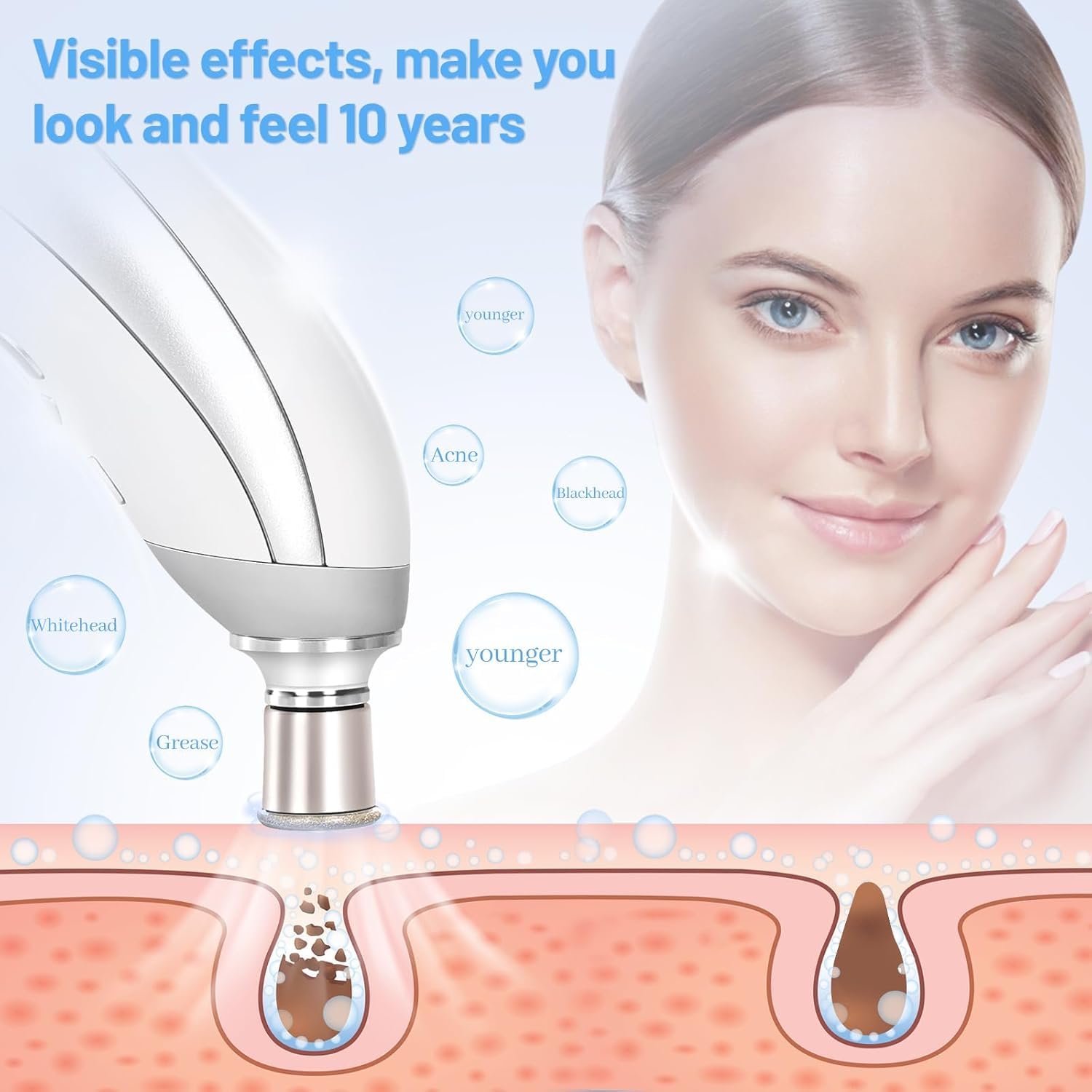 Appareil De Microdermabrasion Diamant Professionnel | Appareil Portable à Cristaux Pour Le Soin Du Visage, Kit D'élimination Des Points Noirs