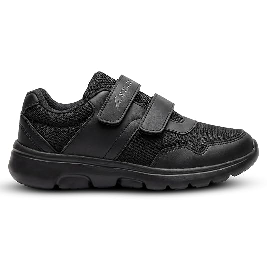 Boldfit School Shoes Black for Boys & Girls Lightweight EVA Sole Breathable Mesh & PVC Upper Anti-Skid Velcro & Lace Closure Uniform Footwear for Kids Comfortable School Shoes