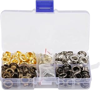 Metal Grommets Kit 140Pcs 5/16 Inch 8mm Metal Eyelets Kits Shoe Eyelets Grommet Sets for Shoes Clothes Crafts Bag DIY Project with Storage Box