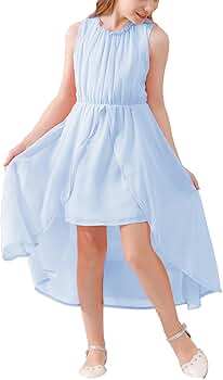 Amazon.com: GORLYA Girls Sleeveless Ruffle Neck Hi-Lo Hem