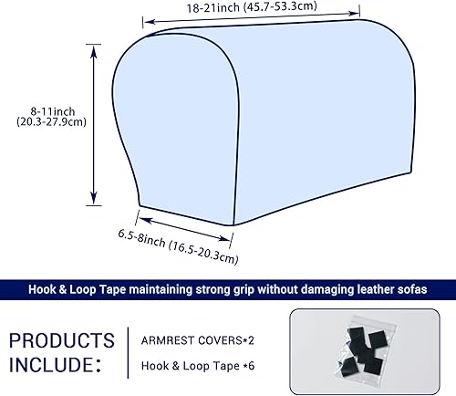 Miniatura 2 de SUBRTEX Juego de 2 fundas elásticas para brazos de sofá, fundas de sofá a cuadros, fundas antideslizantes para reposabrazos reclinables y sillones,