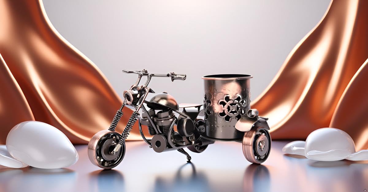 Hztyyier portapenne in metallo, organizer da scrivania moderno per motociclisti e ufficio creativo, idea regalo per casa