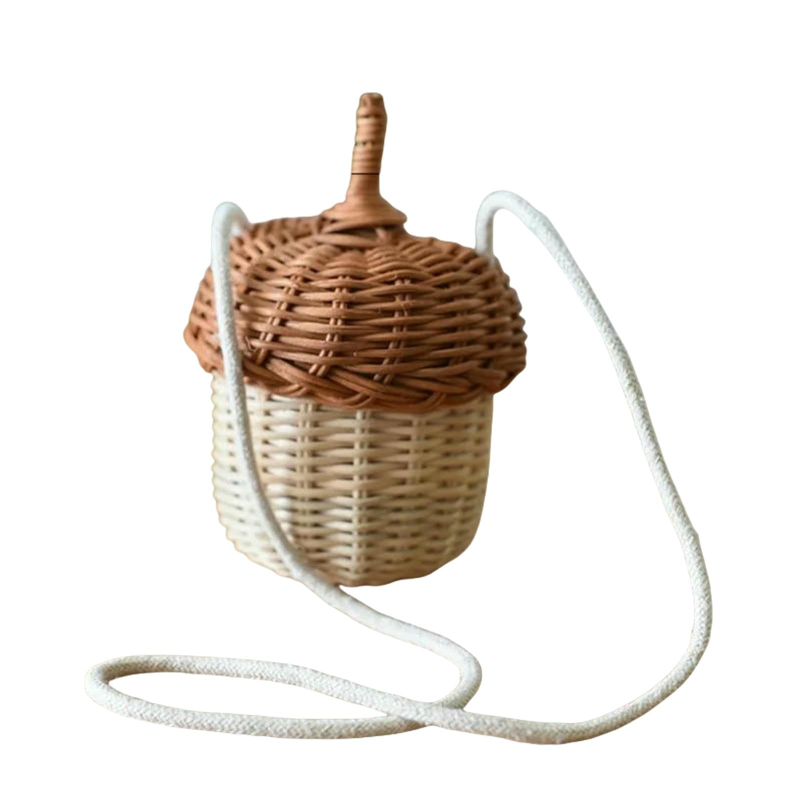 Sac à main femme rond rotin tressé bandoulière style plage tropicale et panier rangement