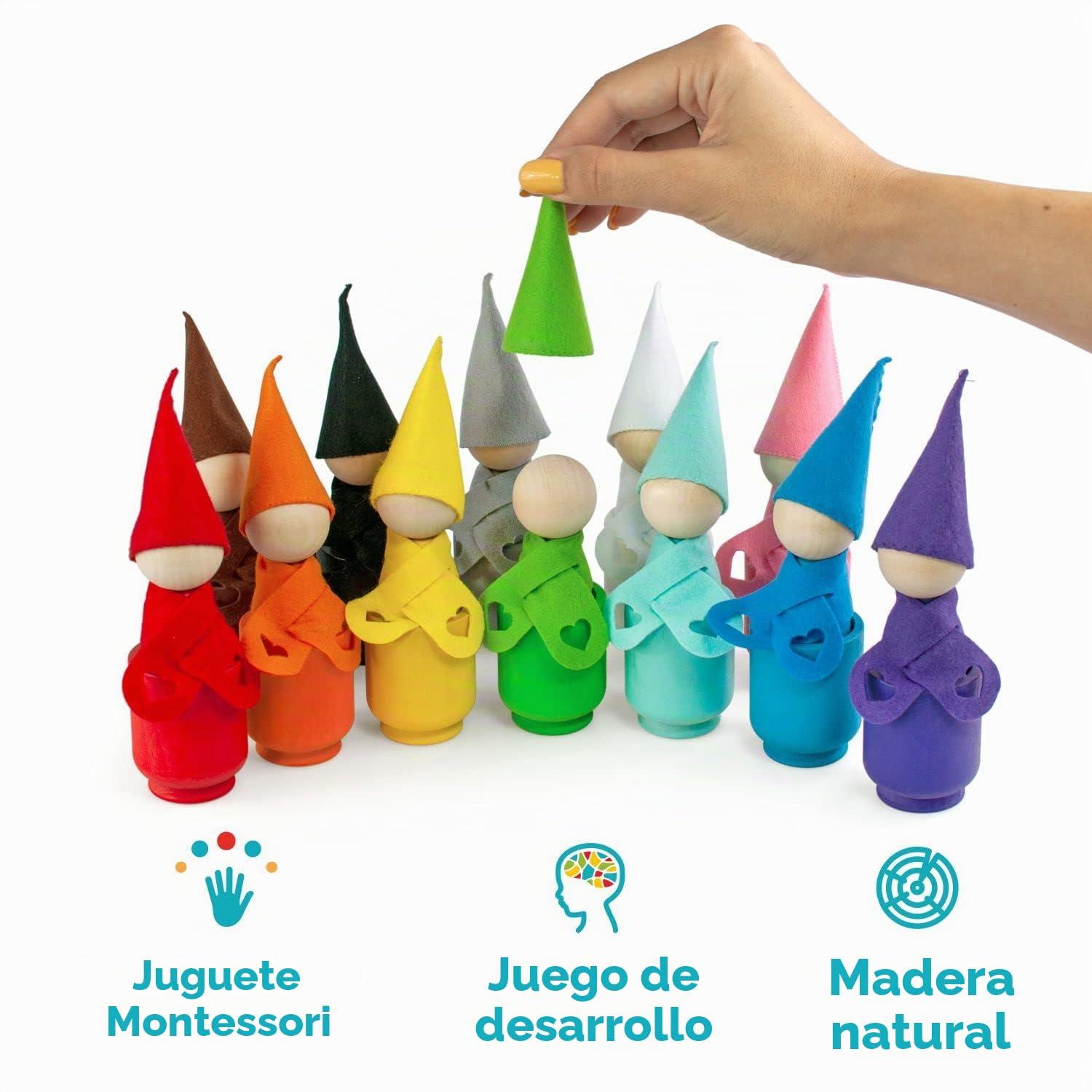 Ulanik Figuras de Madera Vasos Gorros Bufandas Juguetes Montessori 1 Año