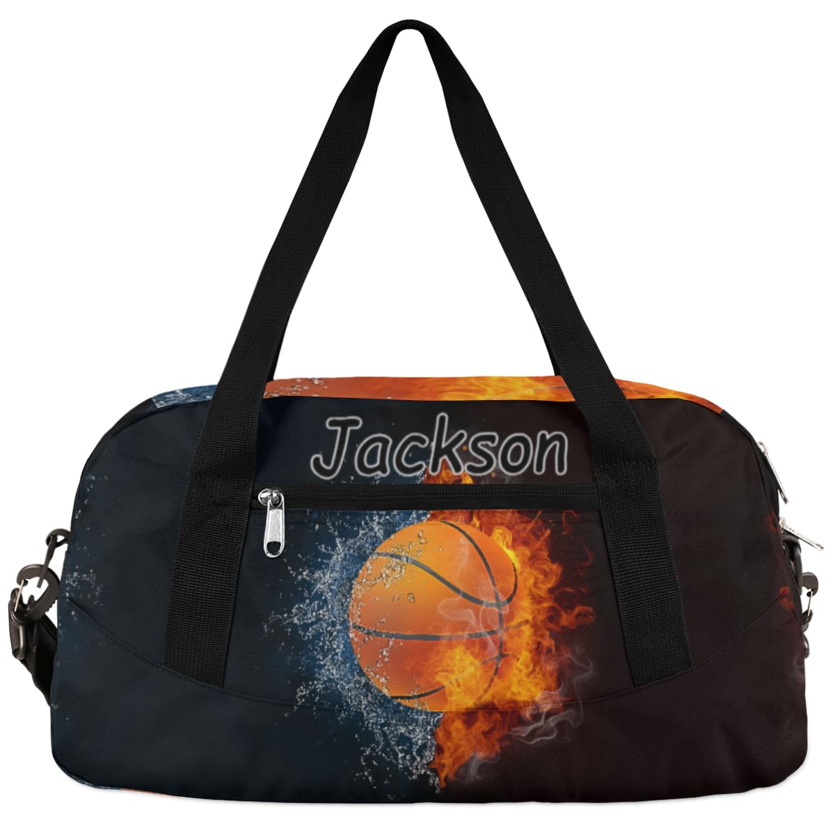HUXINO Ball Basketball Sport Personalized Kids Duffel Bag for Girls Boys Custom Name Sport Gym Bag Small Overnight Weekender Tote Bag Carry on Teen