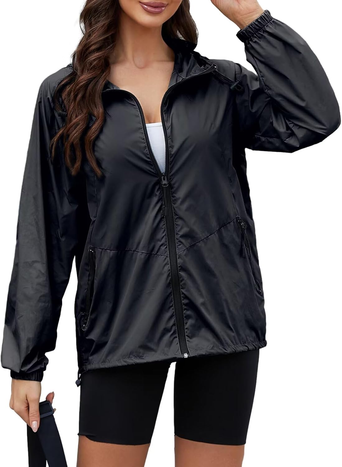 Packable Rain Jacket Women Waterproof Lightweight Jacket With Hood Womens Windbreaker Jacket S-XXL