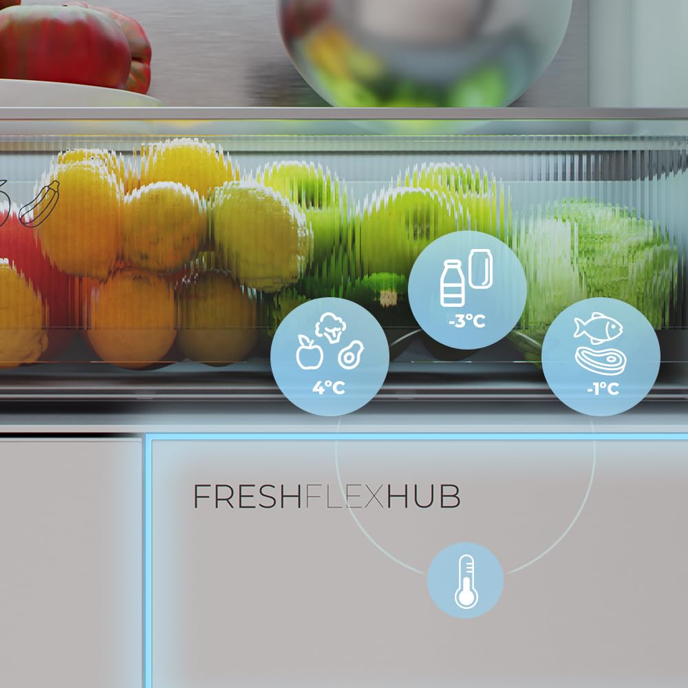 Cecotec Frigorífico Puerta Francesa de 4 Puertas Semi-Integrable Total No Frost Bolero CoolMarket F2D 458 SBI Inox E, 458 Litros, Alto 189 cm y 83 cm Ancho, MetalFlexCooling, Compresor Inverter