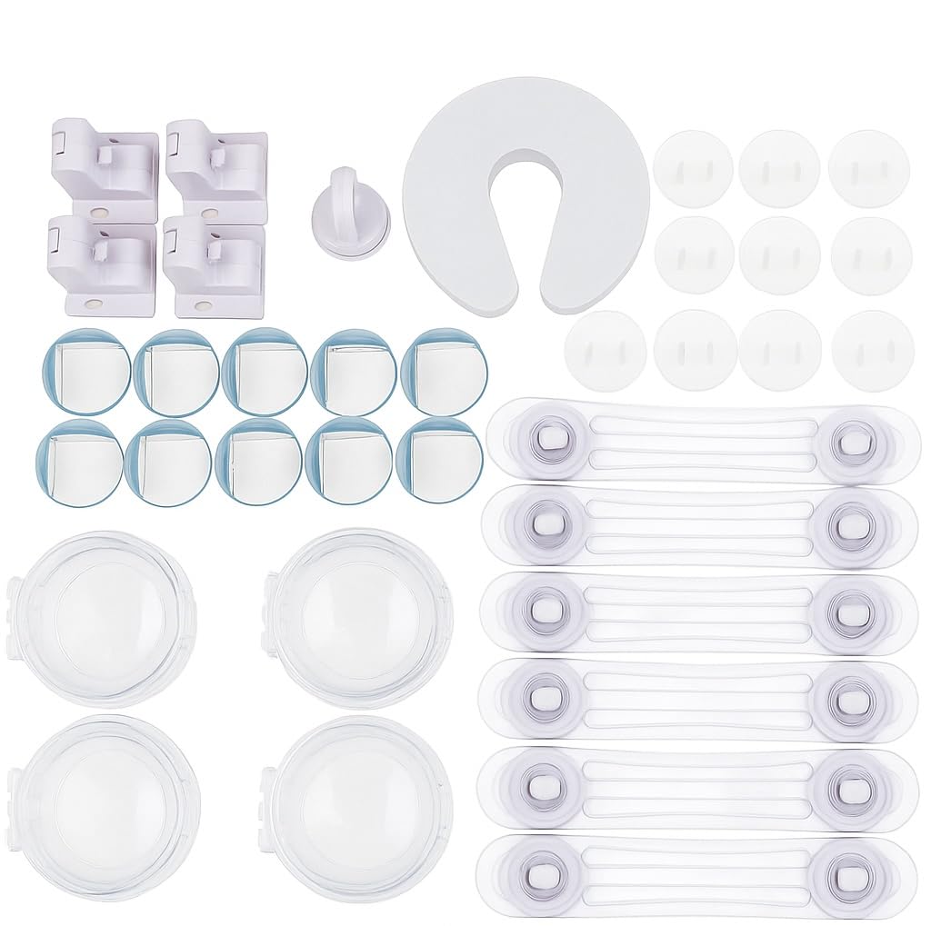 Photo 1 of “36-Piece Baby Proofing Kit – Magnetic Cabinet Locks, Clear Corner Protectors, Outlet Covers, Stove Knob Covers & More – No-Drill Easy Installation Child Safety Set for Home”