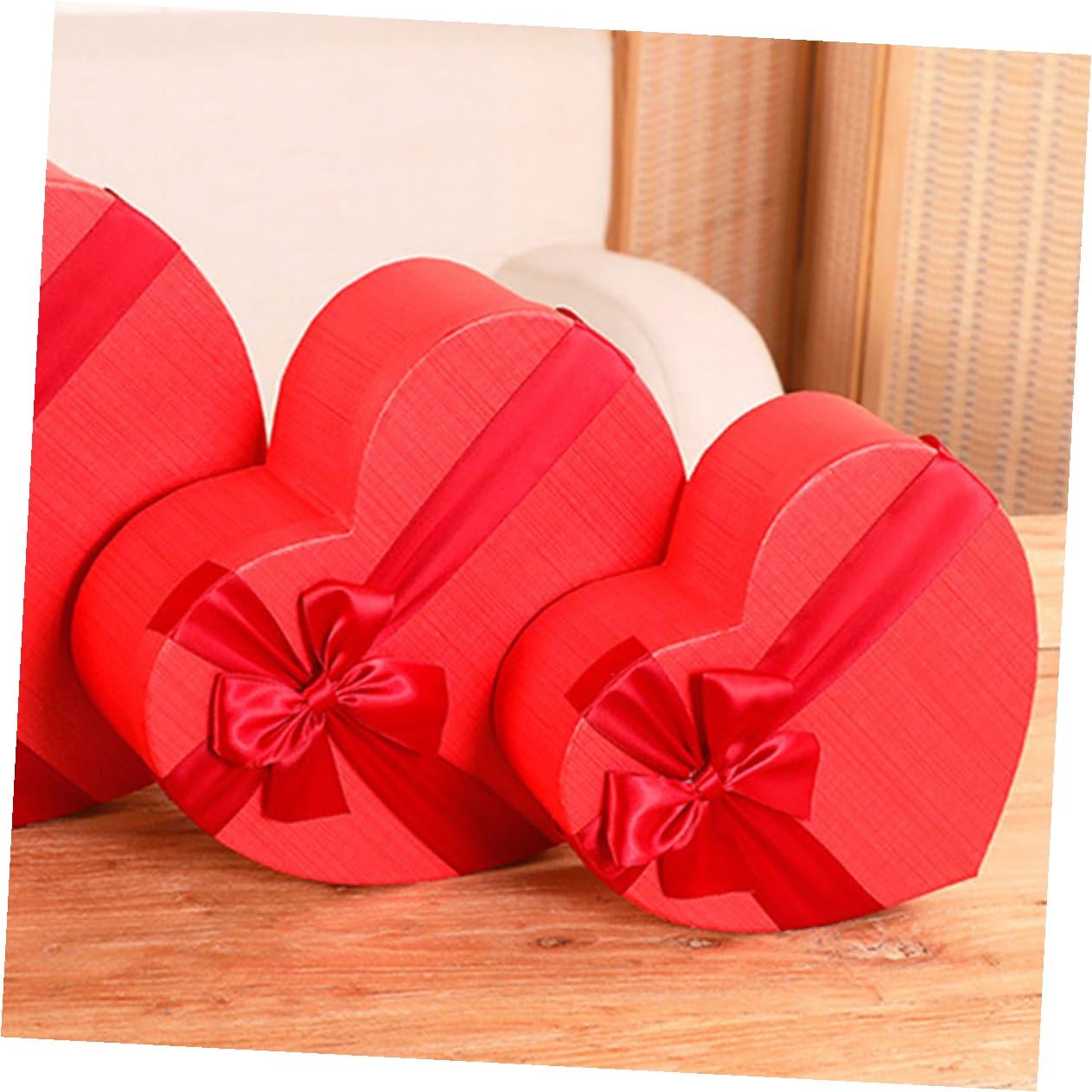 HANABASS Herzförmige Geschenkbox 3 Stück aus Leichtem Karton mit Deckel Wiederverwendbar und Flach Verpackt für Valentinstag Hochzeit und Feierlichkeiten