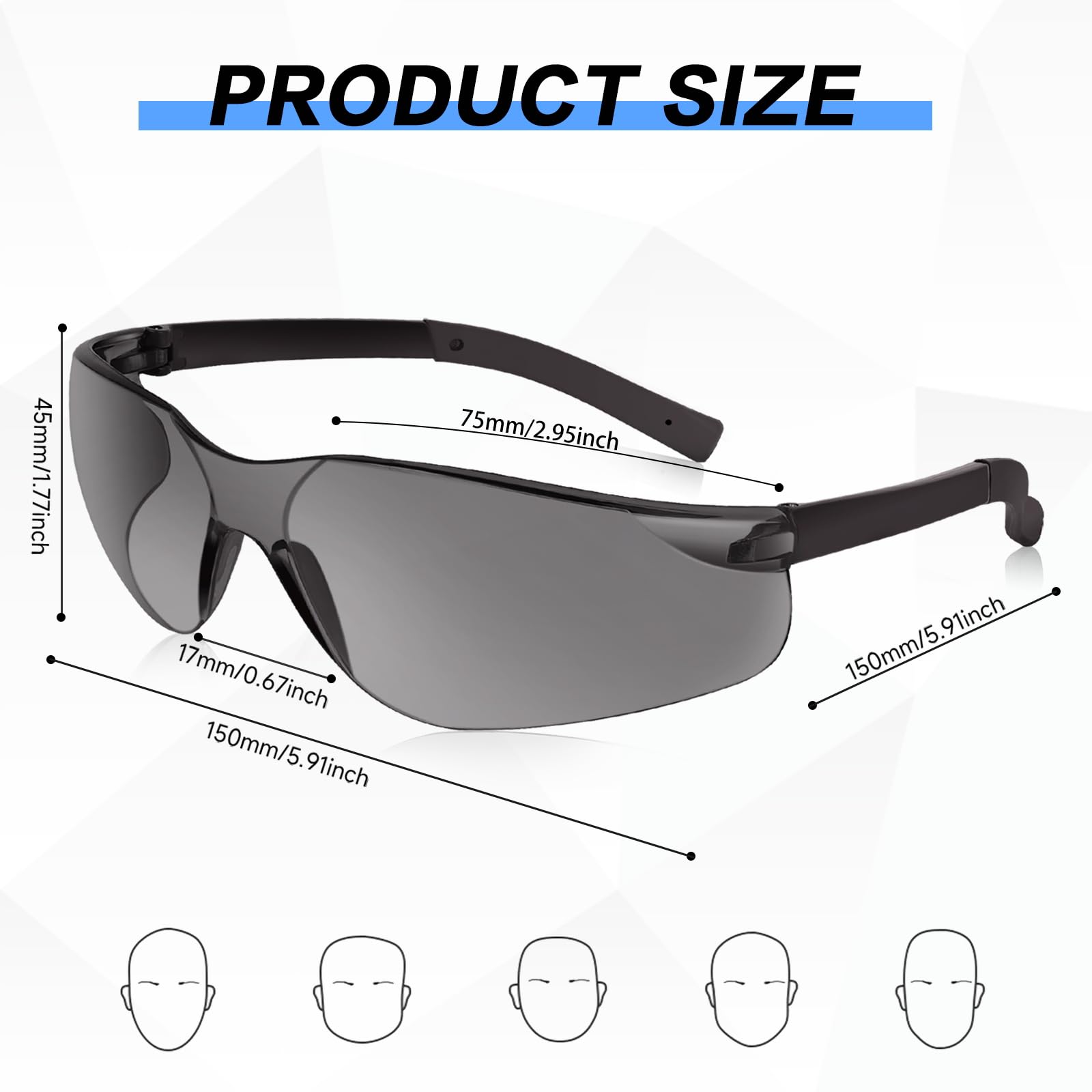 Juego de lentes de seguridad transparentes, certificado Ansi z87.1 con gafas resistentes a arañazos e impactos para hombres y mujeres