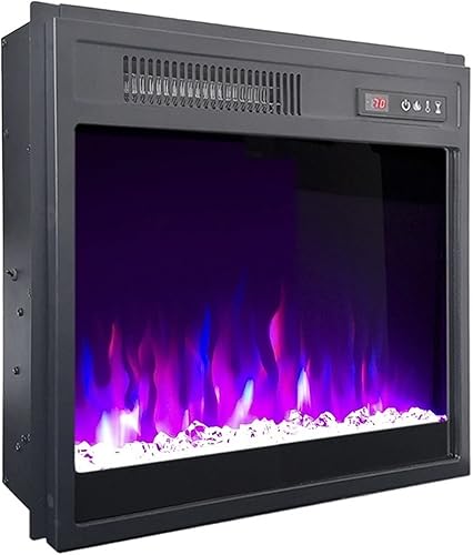 ADOORO Electric Fireplace Small Decorative Flat Tempered Glass Durable Use Wall Insert Electric Fireplace with Fire Flame Efecto (Color AU)