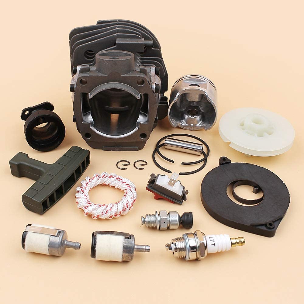 45mm Cilindro Pistone Regolatore Catena Molla Recoil Puleggia Aspirazione Set Compatibile con Husqvarna 340345350346 346XP 351 Pezzi di Ricambio Motosega