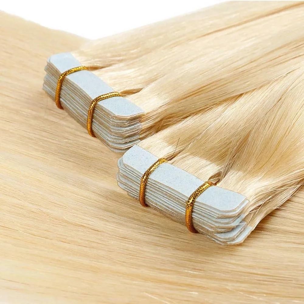 Taśma w rozszerzeniach Taśma do przedłużania włosów Ludzkie włosy #613 Blond Brazylijskie przedłużanie remy Jedwabiście prosta, bezszwowa taśma ludzkich Niewidzialne włosy(18 inches)