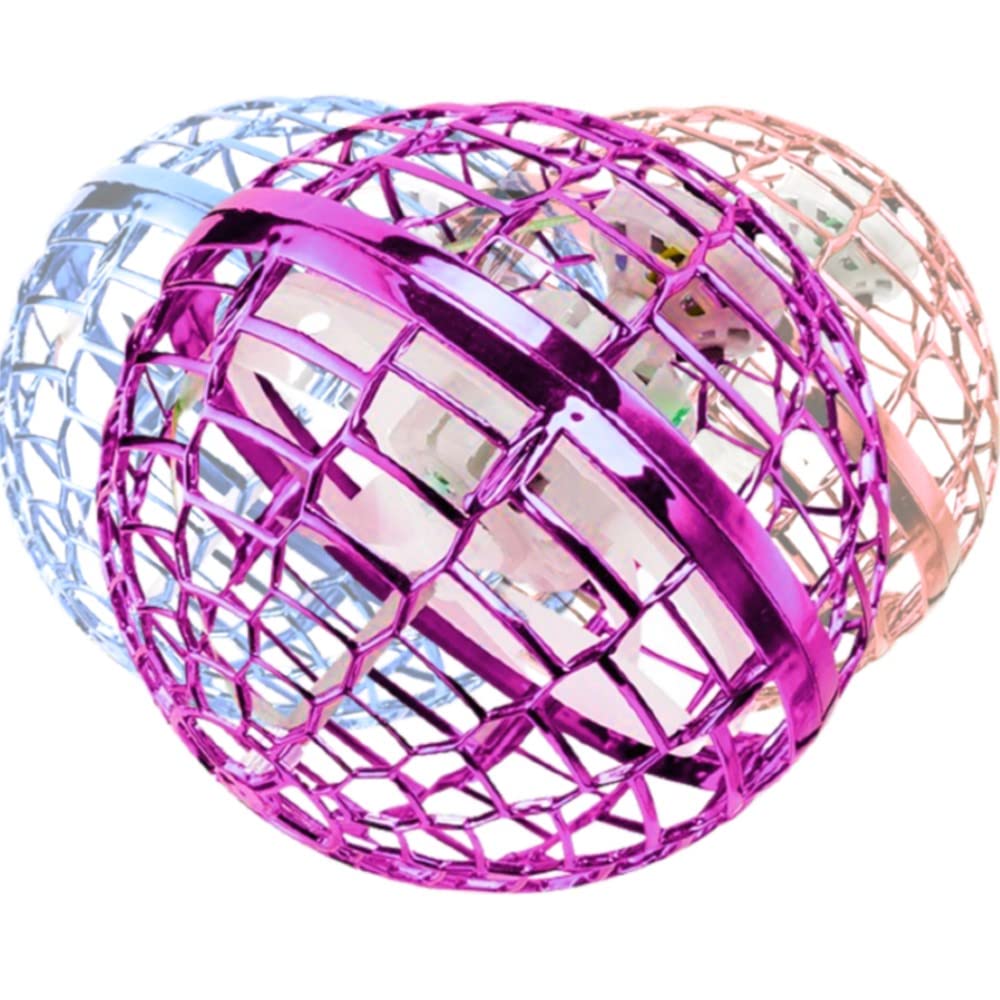 INTELTOYZ Flying Orb Ball Toy, Drone Boomerang, Hovering - Magic Cool Pro Upgraded 2021/2022 Hover Space, Prime Orbit Spinning UFO Toy RGB Light Up Fidget Infinity Flyorb (Purple)