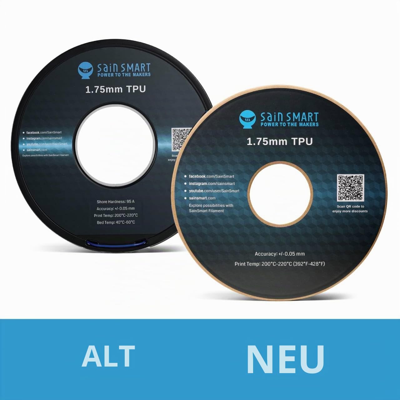 SainSmart TPU 3D-Drucker Filament, 1,75 mm, 0,8 kg, Schwarz