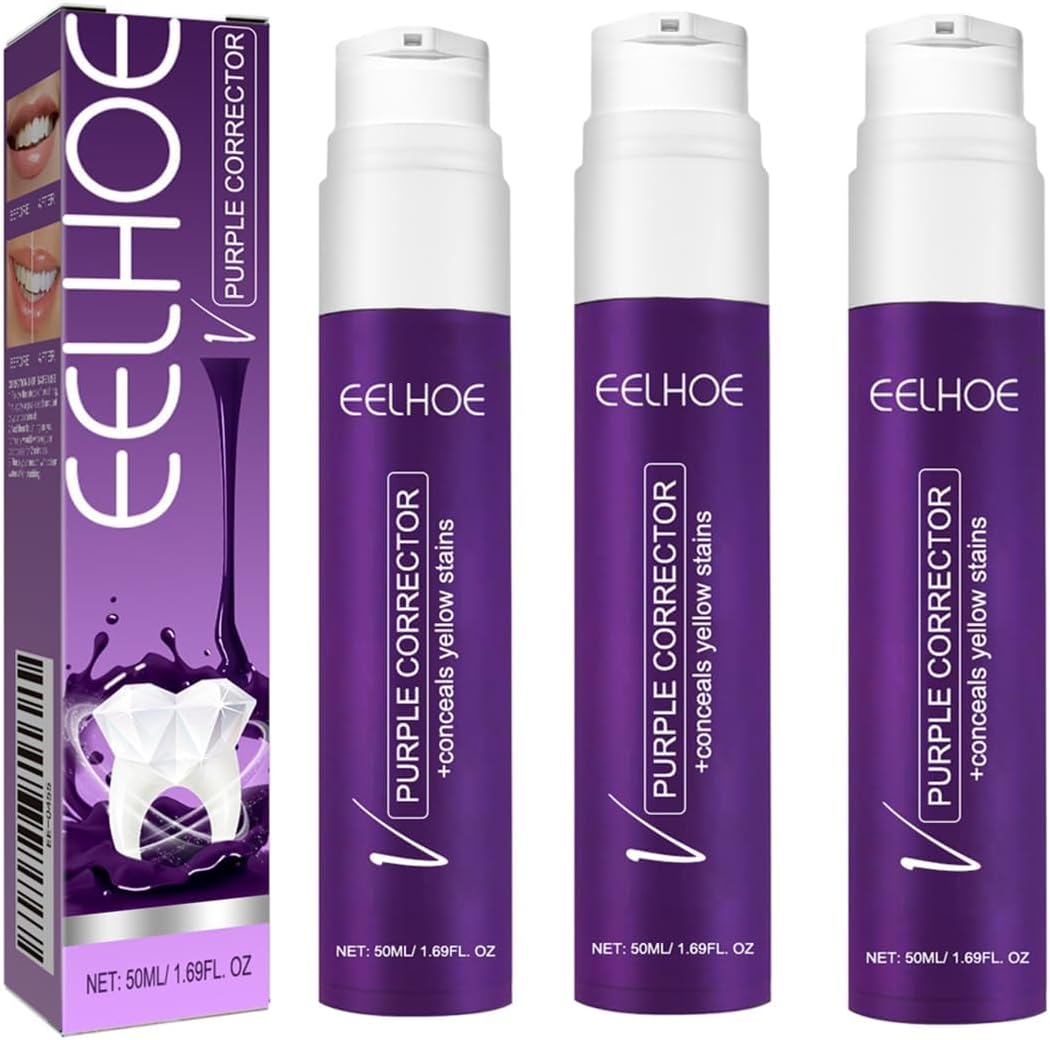 3 PCs White Teeth, Teeth Whitener, Purple Toothpaste for Teeth Whitening Kit Tooth whitening Blanqueador de Dientes (3)