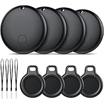 Android Smart Tag, Tracker con Google’s Find Hub (Solo Android), IP68 Impermeabile, Bluetooth Localizzatore con Custodia Protettiva, Trova Oggetti per Chiavi, Bagagli, Portafogli, 4 Nero