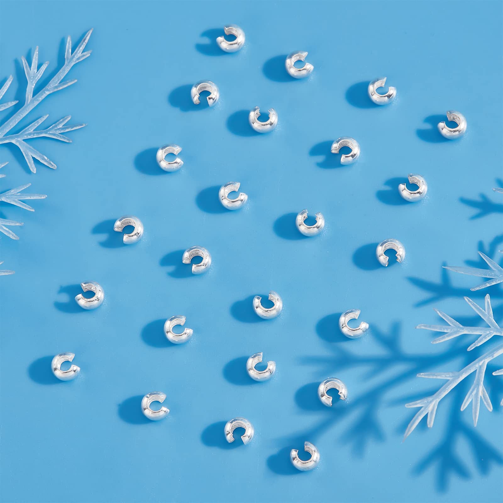 BENECREAT 10 Pezzo Di 925 Perline Di Copertura A Crimpare In Argento Sterling, Punte Di Perline - Foto 11