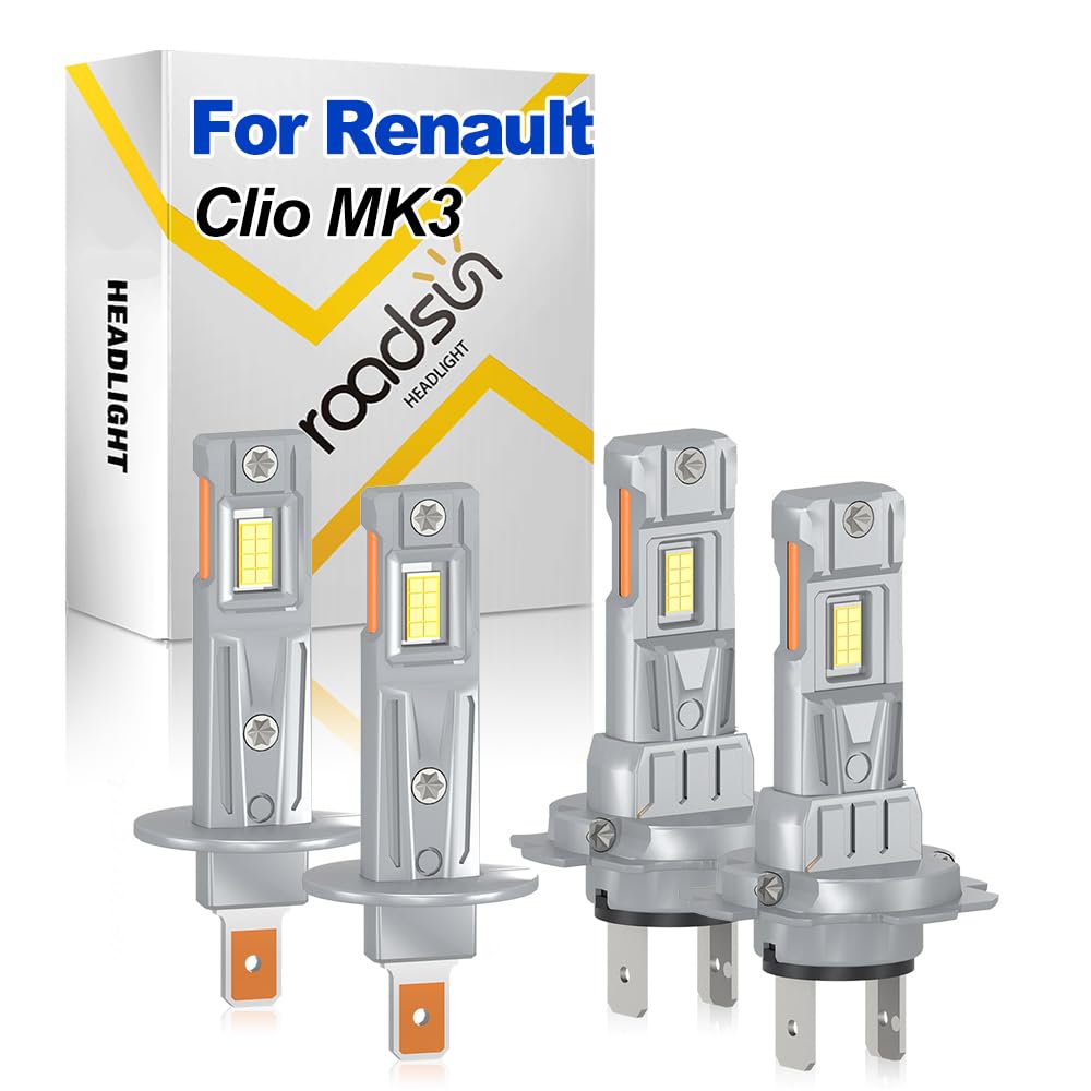 Bombillas LED Para Faros, 20000LM, H1 Luz De Carretera H7 Luz De Cruce, 12V, Luces LED anti-deslumbramiento, Visibilidad nocturna 300 metros, For Renault Clio MK3 2005-2014
