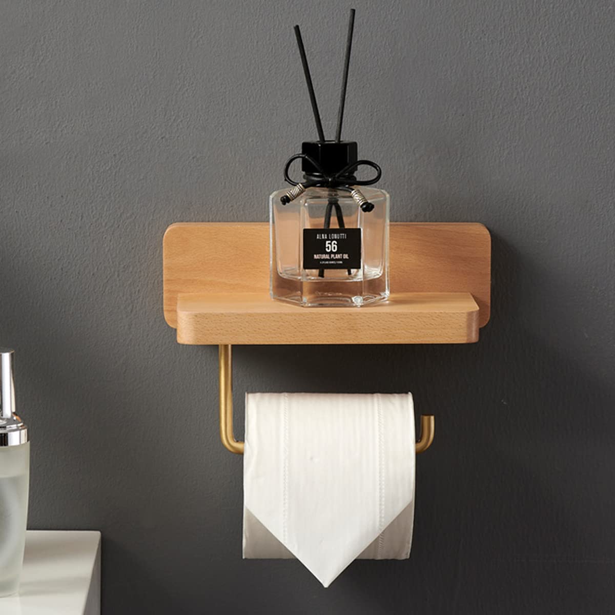 Portarrollos De Papel Higiénico con Estante para El Baño, Portarrollos De Papel Higiénico De Pared para Un Solo Rollo, Portarrollos De Papel De Cocina,L: 20cm