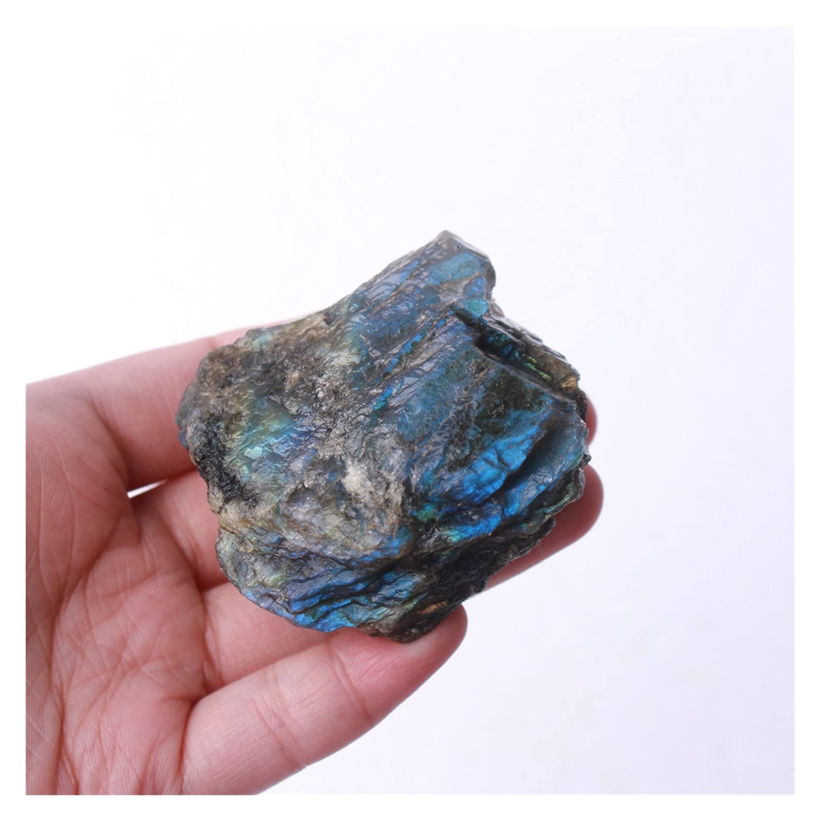 Cristallo Naturale Grezzo 1pc Pietra preziosa di Labradorite Colorata Naturale Grezza Pietra di Cristallo Collezioni di casa (Size : 100-150g)