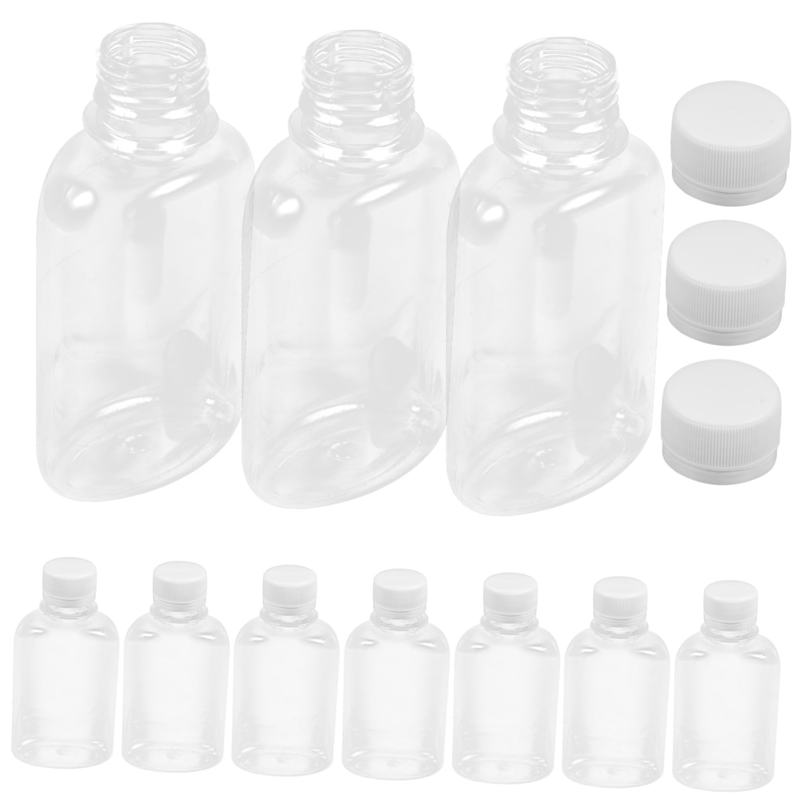 FUNOMOCYA 10 Pack Plastic Empty Juice Milk Bottles 150ml Portable Beverage Bottles Leakproof Seal Design