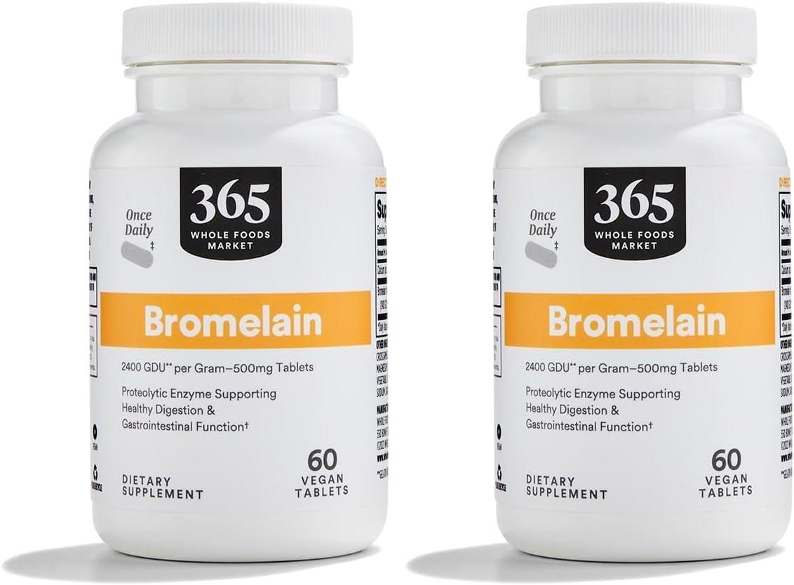 Whole Foods Market, Bromelain, 60 ct (Pack of 2) 60 Count (Pack of 2)