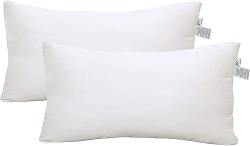 Miniatura 1 de ACCENTHOME Insertos de almohada de 12 x 20 pulgadas (paquete de 4) formas de almohadas hipoalergénicas  Inserto de almohada lumbar blanca  Relleno
