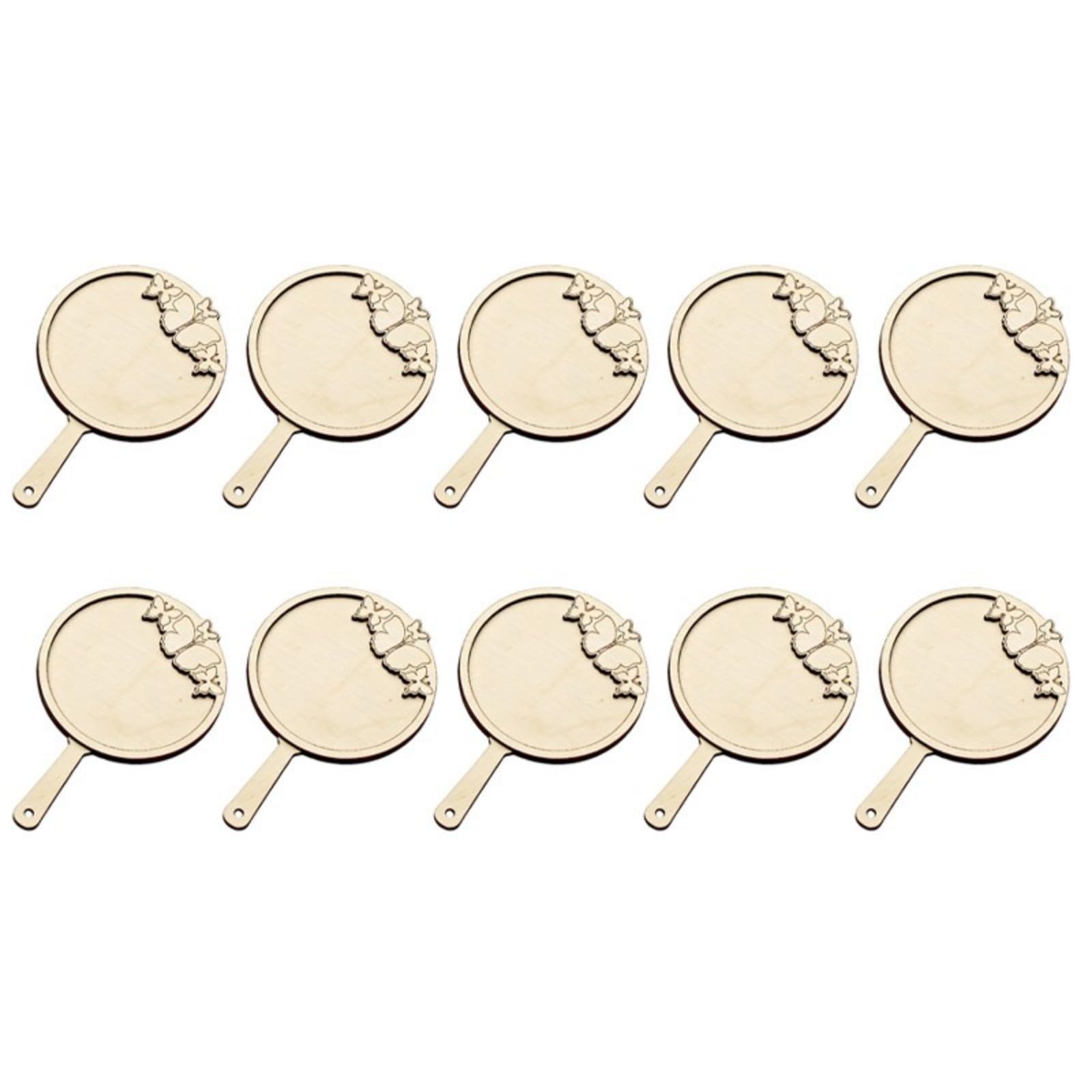 Qusinfc 10Pcs Unpainted Wooden Handheld Fan Unfinished Wooden Fan Shape Cutout for Art Painting and Classroom Art Project Craft