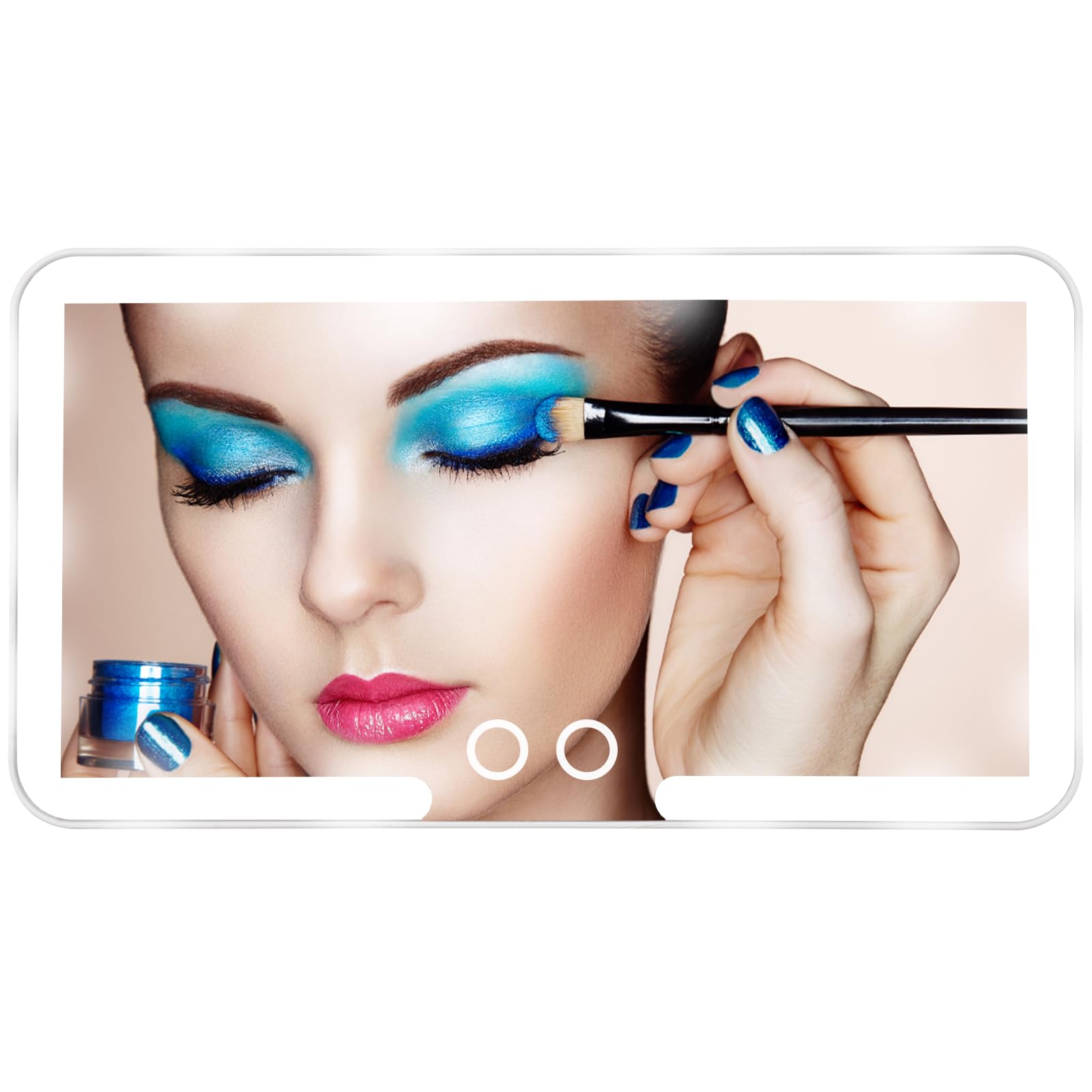 Antetek Car Sun Visor Vanity Mirror, Makeup Mirror with 3 Light Modes & 60 LEDs Rechargeable Led Light Car Mirror with Dimmable Touch Screen, Rear View Sun-Shading Travel Cosmetic Mirror (White,1 Pack