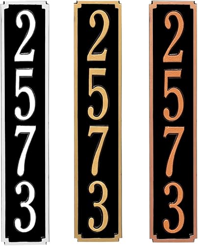 Vista 79 de Placa de dirección de metal personalizada, letreros de números para placa de pared de casa, letrero de dirección de nombre de calle, números de casa