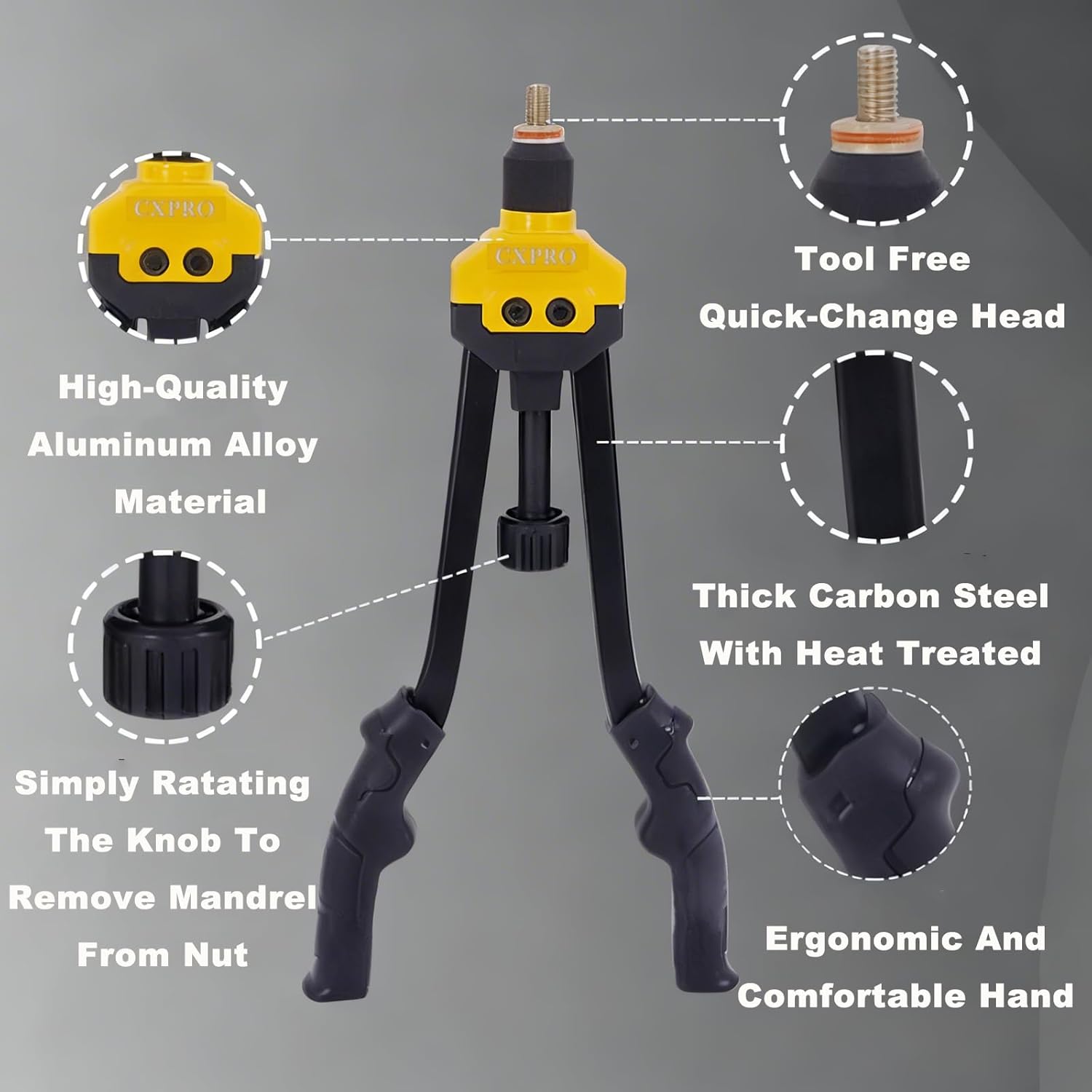 Rivet Nut Tool Kit, 16" Rivnut Tool Kit with 13 Metric and SAE Mandrels, 170-PCS Rivet Nut Assortment Kit, Rugged Carrying Case, Ideal for Sheet Metal & Automotive Work